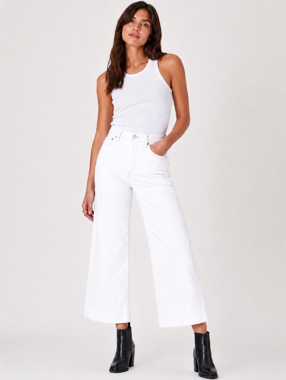 Trave Audrey Crop Wide Leg High Waisted Jean In Big Empty Size 25
